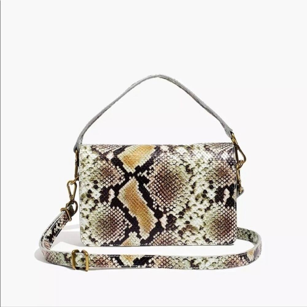 Madewell The Flap Convertible Crossbody Bag in Snake Embossed Leather